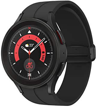 Samsung Galaxy Watch5 Pro Smartwatch, Gesundheitsfunktionen, Fitness-Tracker, ausdauernder Akku, LTE, 45 mm, Black Titanium inkl. 36 Monate Herstellergarantie [Exklusiv bei Amazon]
