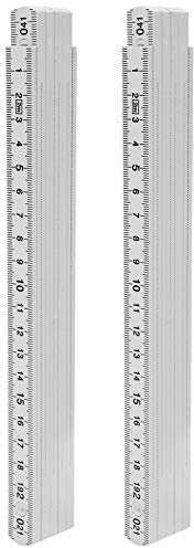 Folding Ruler 200cm / 6.5Ft 10 Fold Metric Measuring Tool Multi‑Angle locking Woodworking Tool ABS for Woodworking Engineer White 2 Pcs