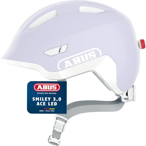ABUS Casco Infantil Smiley 3.0 LED, Casco de Bicicleta con luz, Ajuste Profundo y Espacio para una coleta, para niñas y niños