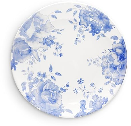 Wade Blue Floral Dinner Plate with Pale Blue & White Floral Pattern, Crafted from Earthenware, Made in Stoke-on-Trent, 28cm, Blue