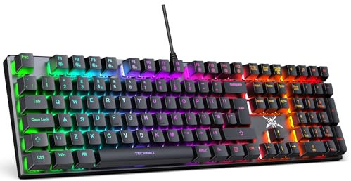 TECKNET Mechanical Gaming Keyboard - Red Switches Mechanical Keyboard with 109 Keys, 24 LED Lighting Modes, Fully Programmable Keys & Anti-Ghosting for Gaming, PC, Windows, Gamer, Office, UK Layout