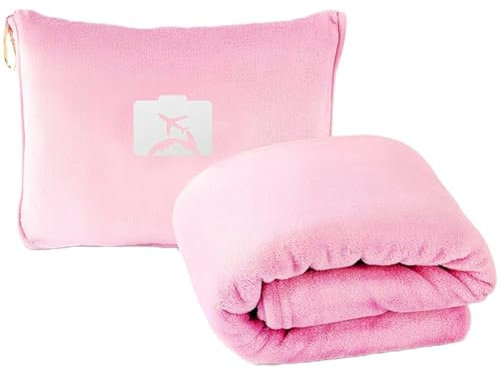 Lpitoy Coperta Viaggio per Aereo, Treno E Auto, Coperta Viaggio Morbida 2 in 1 E Cuscino per Adulti E Bambini, Coperta Aereo Leggera Portatile per Voli Lunghi