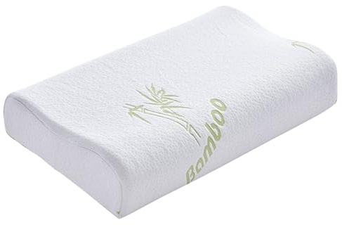SOLUSTRE Housse De Coussin Ergonomique en Fibre De Bambou 60X40Cm pour Oreiller À Mémoire De Forme Respirante Confortable Soulagement des Douleurs Cervicales
