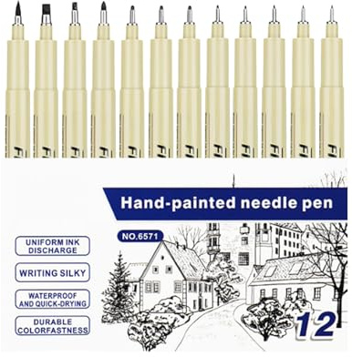 Genérico Penses De Arte - Pen De Dibujo Técnico | Marcadores De Pigmento Fine Point Art Pen | Marcadores De De Línea Fina De Tinta Negra Impermeable Set Dibujando De Manga Acuarela Dibujando Su
