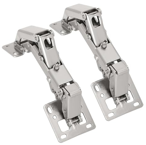 BADALU 1 Pair 175 Degree Frameless Soft Close Cabinet Hinges, Heavy Duty Hidden Hydraulic Lazy Susan Hinges Concealed for Corner Cabinet, Cupboards, Wardrobe(No Cup Grooving)