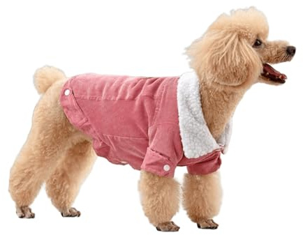 UOSIA Abrigos de Pana para Perros para el Invierno Bonita Chaqueta cálida para Cachorros con Forro Polar y Cuello con Solapa Abotonada Ropa para Mascotas para Clima frío