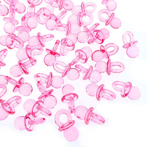 JZK 100 x Rosa Finti ciucci plastica bomboniere Decorativi per scatolina Confetti Battesimo Nascita Compleanno neonata ciucciotti Piccoli ciuccetti per bomboniere