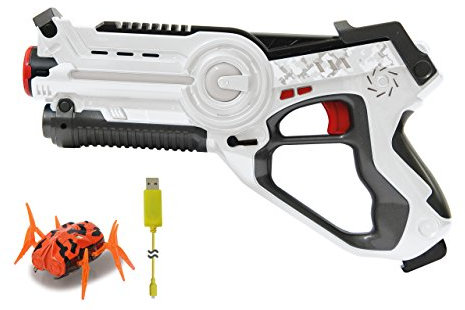 JAMARA 410065 410065-Impulse Bug Hunt Set weiß/orange-Laser Tag Infrarottechnik, Treffererkennung mit hoher Genauigkeit, 4 Waffenarten, realistische Schuss-und Nachladegeräusche, Demo-Modus