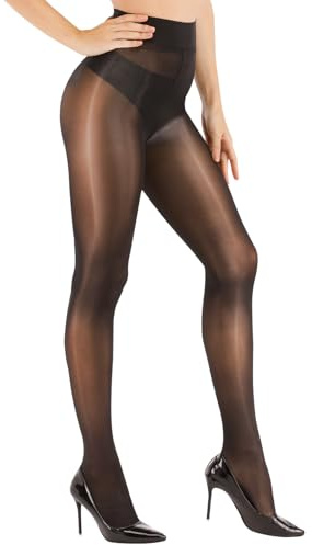 ARRUSA Women's Super Sexy Shiny Sheer Control Top Footed Tights Silk Stockings Ultra Shimmery High Waist Pantyhose
