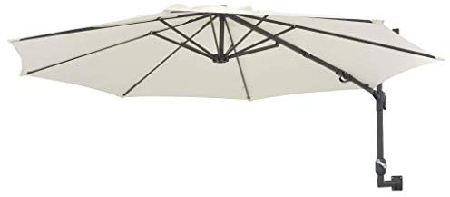 Ausla Wand-Sonnenschirm mit Metallstange, 48 mm, Sonnenschirm mit Kurbel, für den Außenbereich, Terrasse, 300 x 131 cm, Beige, sandfarben, Grande
