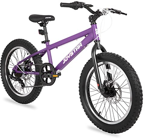 JOYSTAR 20 Inch Girls Moutain Bike for Kids Ages 7-12 Year Old Shimano 7-Speed and Dual Disc Brake 20 Inch Fat Tire Kids Bike Girl Bicycle Purple