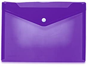 HERMA 20061 Dokumententasche A5 transparent violett lila, kleiner Sichttaschen Umschlag mit Druckknopf, Briefumschlag aus Plastik für Schule, Uni, Büro, Reise