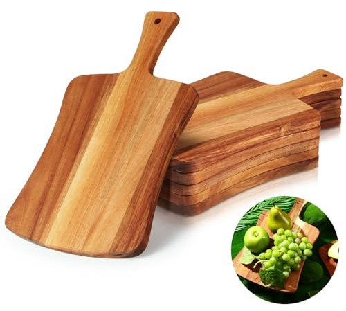 Layhit 6 Pack Thick Acacia Wood Cutting Board for Cooking DIY Engraving