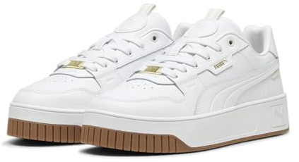 Puma Women Carina Street LUX Sneaker, Puma White-Puma White-Puma Gold, 40 EU