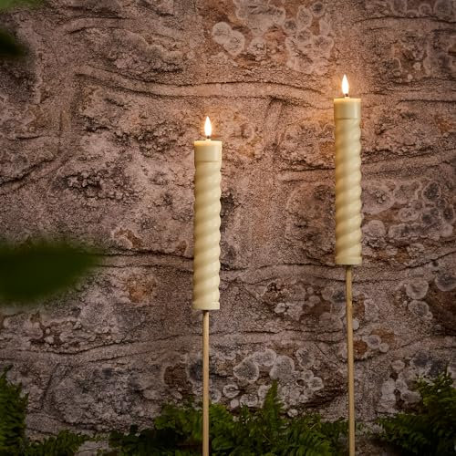 Lights4fun Lot de 2 Bougies Torches Solaires à LED en Spirale TruGlow® de 50 cm pour l'Extérieur Jardins et Balcons