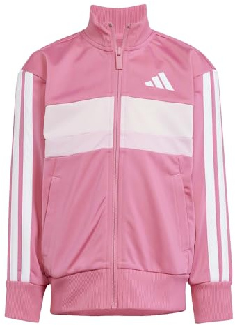 adidas Unisex Kinder SEASONAL ESSENTIALS TIBERIO 3 STRIPES TRICOT TRACKSUIT, Pink Fusion/White/Clear Pink, 4-5 Years