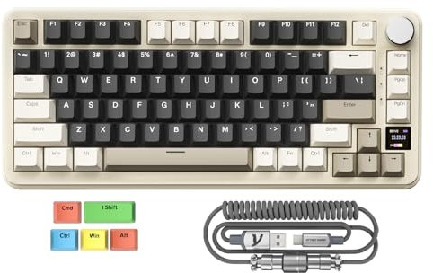 MAMBASNAKE x ATTACK SHARK X85PRO Gasket Mechanical Keyboard, 75% Wireless Gaming Keyboard with TFT Screen&CNC Knob, 2.4Ghz/BT5.1/USB-C, 5 Layer Padding, Hot-Swap Linear Switch, RGB, for PC,MAC,QMK