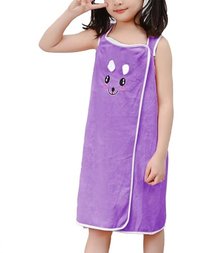 SJTJSPX Serviette de Bain à Bretelles pour Enfants Filles Serviette de Plage Poncho de Bain Robe de Bain Peignoir de Bain pour Natation Plage Piscine Robe de Chambre pour Enfants de 3 à 8 Ans