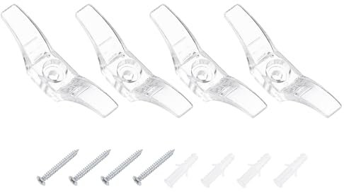 sourcing map 4 Stück 55 x 11 mm Jalousienschnur, Sicherheitsseil, Kunststoffhalter, Fensterschnurhaken mit Schrauben für Vorhänge, Sonnenschutz, Seile, transparent