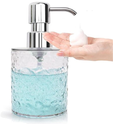 Soap Dispenser 300ml /10 oz Plastic Liquid Soap Dispenser, Clear Hand Soap Container, Refillable Lotion Pump Bottle Foaming Dispenser for Shampoo, Shower Gel, Washing Up Liquid, Kitchen, Bathroom
