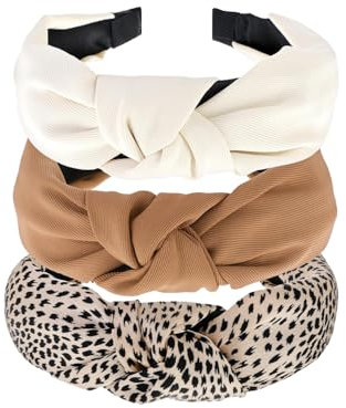 Fasce per Capelli,3 PCS Cerchietto Capelli Donna,Fasce per Capellis da Donna Larghe Alla Moda Annodate Accessori Elastici per Capellis Tinta Unita,Adatti per Ragazze e Donne