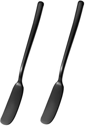 BEBEMOKO Cortadores De Mantequilla y Queso De Acero Inoxidable 304, Cuchillos Multiusos Negros, Para Untar y Decorar, Utensilios De Cocina Profesionales, Kit De 2 Piezas Para Restaurante y Catering