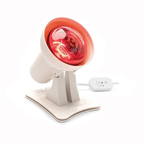 WRQIOO Rotlichtlampe 150Watt, Rotlichtlampe Wärmelampe Einstellbare Zeit und Temperatur, Einstellbarer Winkel Infrarotlampe für Entspannende Wärme, Lockerung & Allgemeines Wohlbefinden