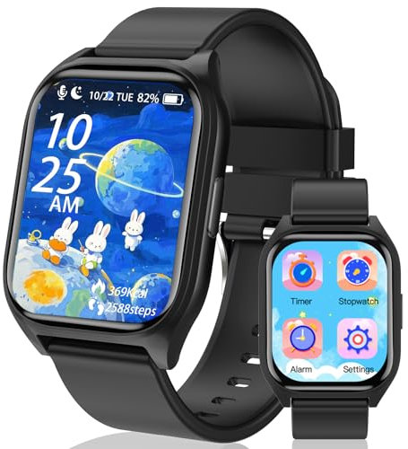 Montre Connectée Enfant - Smartwatch pour Garçons et Filles avec 19 Modes d'Entraînement, Suivi du Sommeil, Compteur de Calories, 14+ Jeux Éducatifs - Idée Cadeau pour Enfants 4 Ans et Plus (Black)