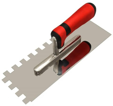 Uxsjakjsd Llana Dentada Cuadrada de 1/2 Pulgada, Llana de Acabado de Acero Inoxidable para Trabajos de Instalación de Baldosas de Cemento y Mampostería.