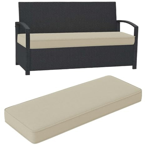 Cojín para banco de jardín, 100 x 50 x 5 cm, 5 cm de grosor, funda extraíble y lavable, almohadilla de lino verde hierba para muebles de terraza, alféizar de ventana y pasillo