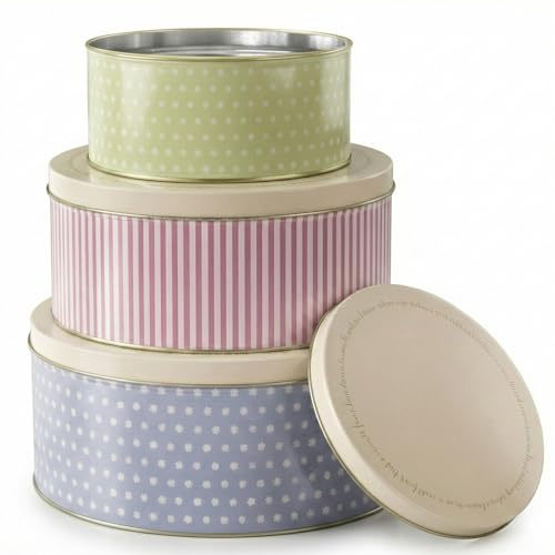 Besto Cake Tins for Storing Cakes (Set Of 3) | Round Stackable Metal Nesting Cake Storage Tins | A Gift Option for Kitchen & Sweet Lovers | 25.5cm, 22cm & 17cm