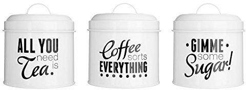 Juego de palabras y juegos té café azúcar metal redondo recipiente de cocina recipiente lata