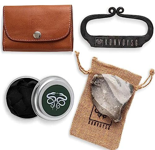 The Artisan Heritage Fire Kit – Hand-Forged Carbon Steel & English Flint in a Premium Top-Grain Leather Pouch (Tan/Coyote Brown)