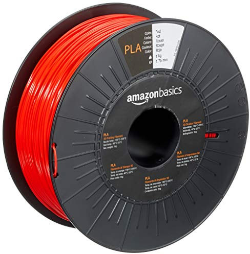 Amazon Basics 3D-Drucker-Filament aus PLA-Kunststoff, 1.75 mm, Rot, 1-kg-Spule