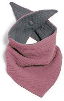 nanito Baby Dreieckstuch Lätzchen mit Druckknopf für Babys & Kleinkinder Musselin Schal Kinderhalstuch Farbwahl 100% Baumwolle (altrosa)