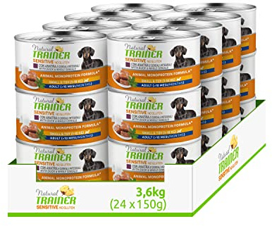 Natural Trainer Sensitive No Gluten Small & Toy - Cibo Umido per Cani con Anatra e Cerali Integrali 24 x 150 g