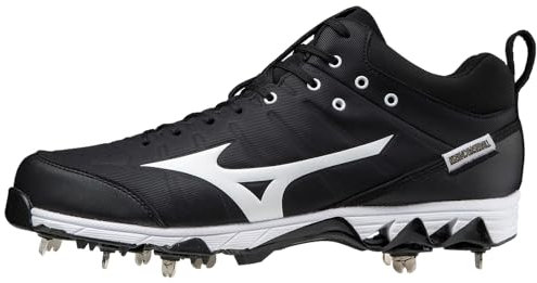 Mizuno 320631.9000.12.0950 9-Spike Herren Metall Baseball Cleat 9 1/2 (0950), Schwarz-Weiß (9000), 44 EU