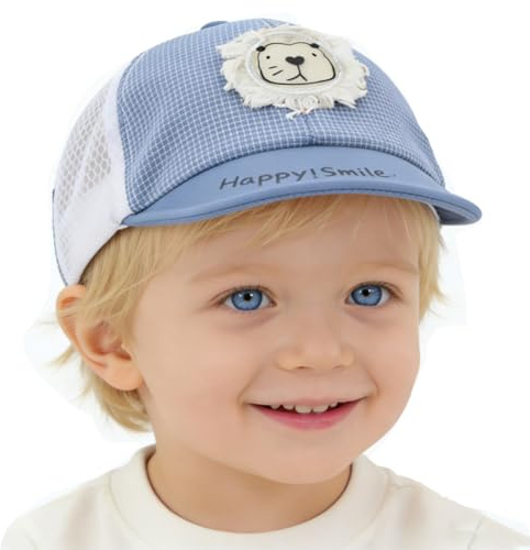 TINAYAUE Bébé Casquette Dessin Animé Lion Chapeau Bamin Pare-Soleil Casquette en Coton Protection Solaire Casquette de Baseball Visière à Séchage Rapide Fille Garçon 3-12Mois