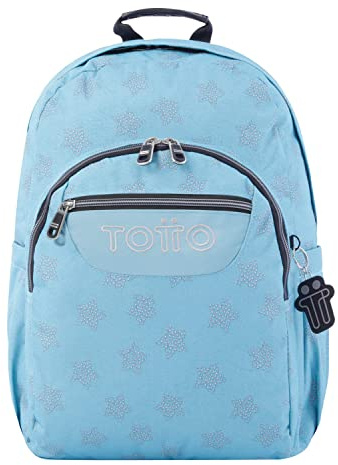 Totto - Mochila Escolar - Acuareles - Adaptable a Carro - Color Azul - Estrellas - Correas en Forma de S - Poliéster