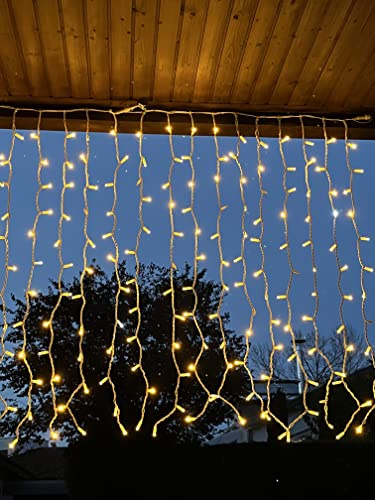 LEDZEIT - Profi Serie - LED ljusgardin utomhus och inomhus, curtain light, förlängningskedja utan strömkabel, 1 x 1,5 m, kontinuerligt ljus, varmvit, max 90 m. IP67, för jul, bröllop, dekoration
