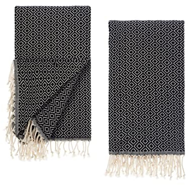 Tuiste Bastuhandduk svart 2-pack, bastuhandduk för kvinnor och män, strandhandduk, bastuhandduk, picknickfilt, hamam-handduk % 100 bomull, strandhanddukar, strandhandduk XXL, badhandduk stor 100 x 180
