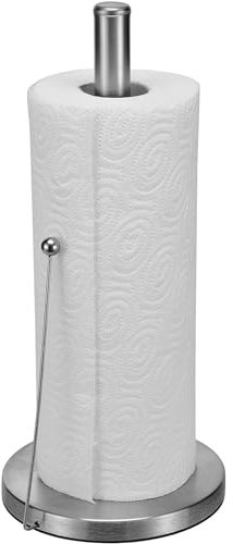 D'Aniello Portarotolo da cucina in acciaio inossidabile - Portarotolo da cucina - Portarotolo di carta argento con base appesantita - Accessori da cucina