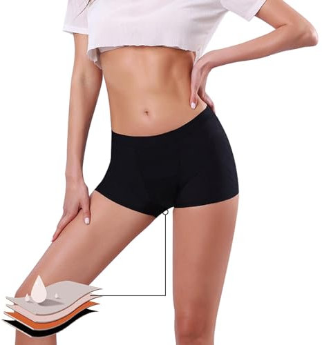 Runmeihe Period Swimwear, Bikini Period Swimsuit Bottoms, Menstrual Leakproof Underwear for Swimming, Middle Waist Swimming Panties for Girls Teens Women (UK, Alpha, XS, Regular, Regular, Black-A)