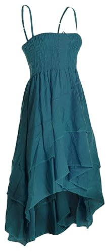 Vishes Damen 2in1 Sommerkleid-Rock | Türkis | Flexibel als Spaghettiträger-Kleid oder Rock tragbar | 100% Baumwolle I Ideal für Frühjahr & Sommer I Nachhaltige Alternative Bekleidung