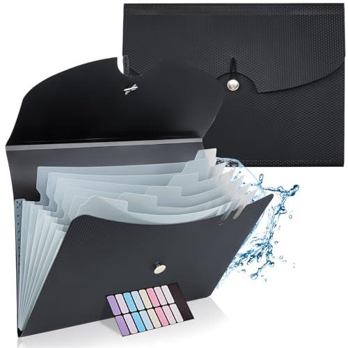 DoocliB Trieur 7 Compartiments A4, Dossier Rangement Documents, Classeur Trieur Avec Étiquettes, Rangement Des Papiers, Documents Et Présentations,pour Bureau, école, Maison (Noir)