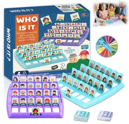 WDKXCN Qui est-ce Jeu de Société, Jeu Qui est ce de stratégie pour 2 Joueurs avec Disque de Pénalité, Jeu de devinettes Classique, Cadeau Familial, Jouet Interactif pour Enfant à Partir de 6 Ans