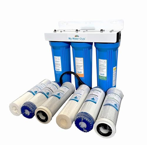 MyWaterClub Whole House Water Filter System, 3-Stage, with 2 Extra Filter Sets, 3/4 Port