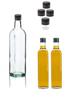 mille idee 35 Bottiglie bottiglia trasparente in vetro per olio 500 CC con tappo tappi salvagoccia di sicurezza