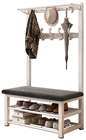 Appendiabiti industriale 4 in 1 con scarpiera e panchina appendiabiti appendiabiti albero per soggiorno, corridoio, spogliatoio, ufficio, camera da letto, 80/100 x 33 x 172 cm