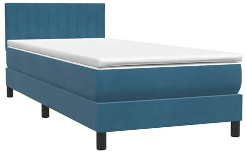 vidaXL Cama Box Spring con colchón Terciopelo Azul Oscuro 80x210 cm